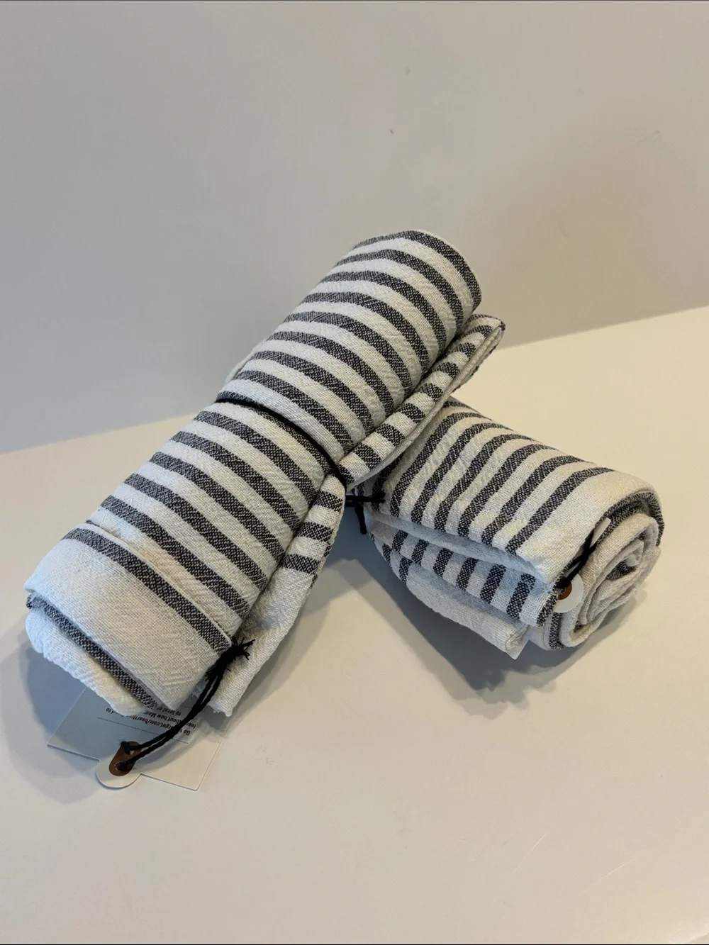 Hearth & Hand Sour Cream and Black Striped Flour Sack Kitchen Towel Set of 2